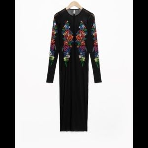 & Other Stories Embroidery Mesh Dress